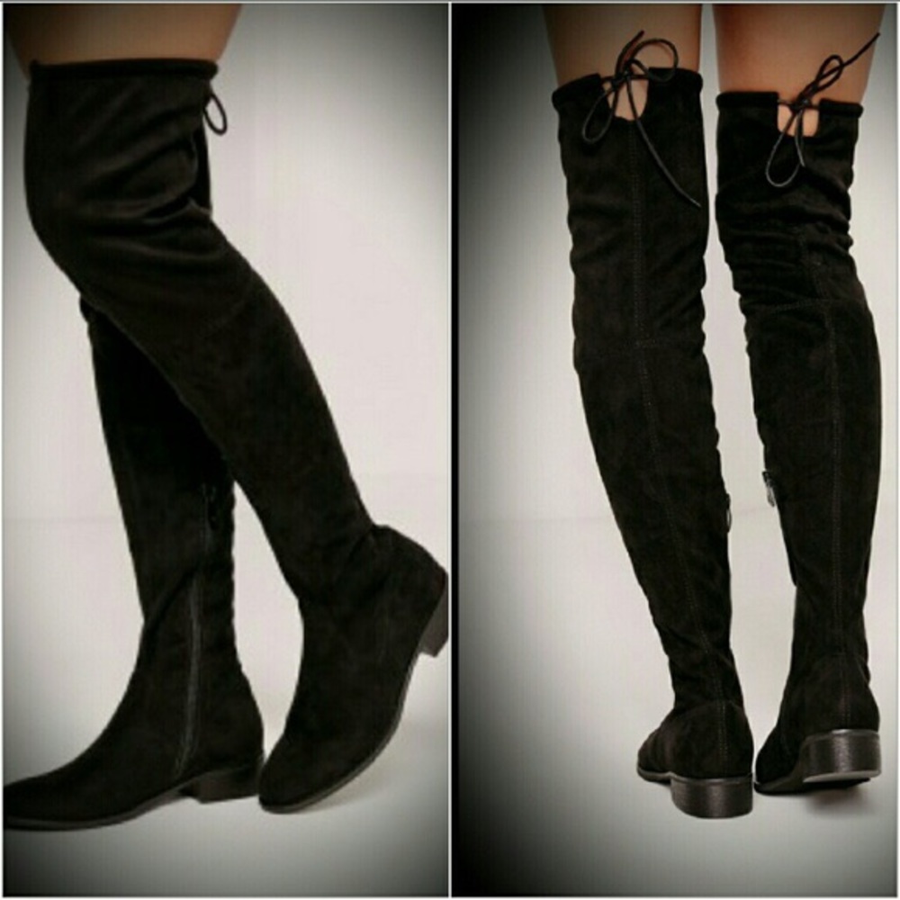 MISGUIDED black thigh high boots